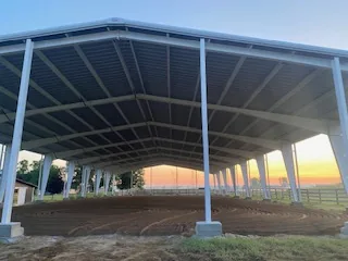 The covered riding arena at Bittersweet Acres Farm