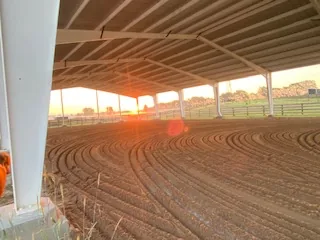 Inside the covered arena
